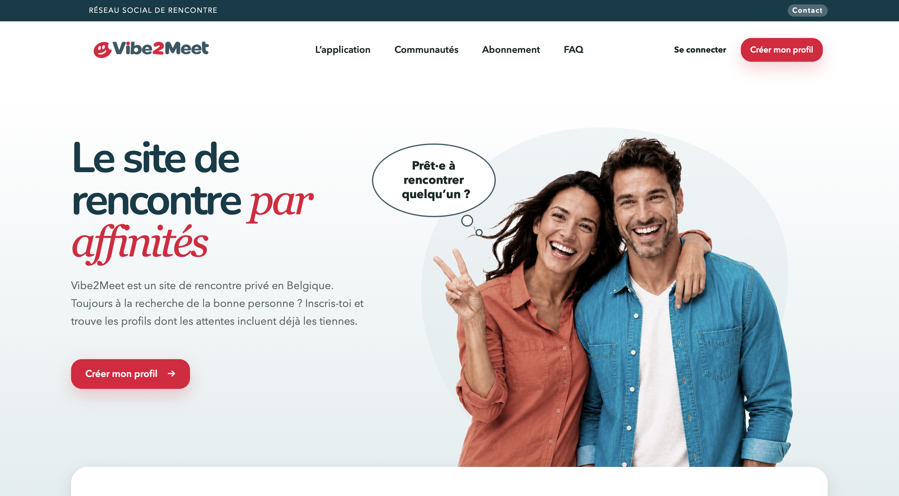 Aperçu du site Vibe2Meet, site de rencontre en Belgique